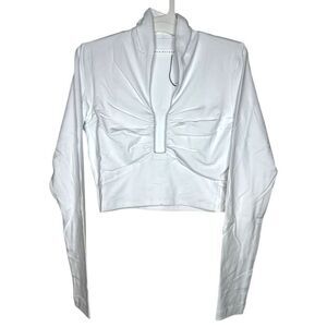 NEW Susana Monaco Square Wire Long Sleeve Crop Top Sugar XL